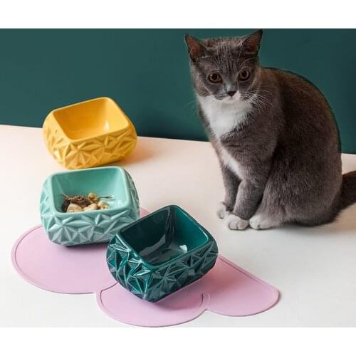 Cat Bowls And Drinkers Ceramic Feeding Food Water Feeder Dish Things Goods For Dog Animal Pet Storage Accessories Supplies #P029