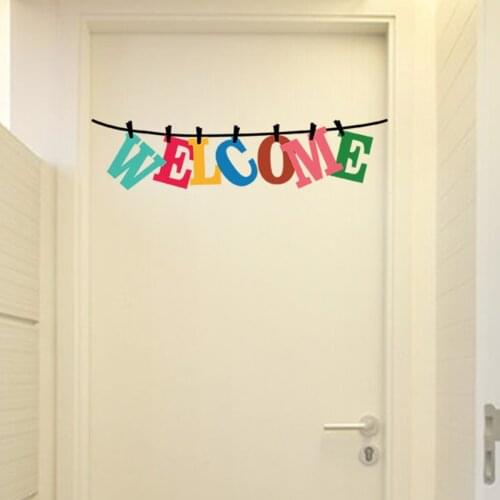 Wall Sticker Colorful Welcome Vinyl Removable Wall Decal for Home Office Classroom Decor