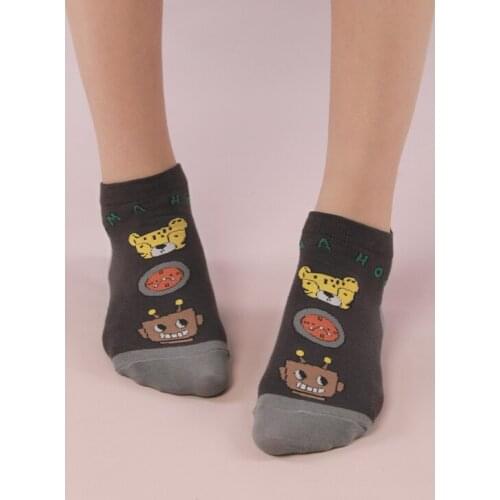 Original Summer Cotton INS Fashion Cute Girl Street Casual Youth Leopard Robot Cartoon Pattern Woman Harajuku Ankle Short Socks