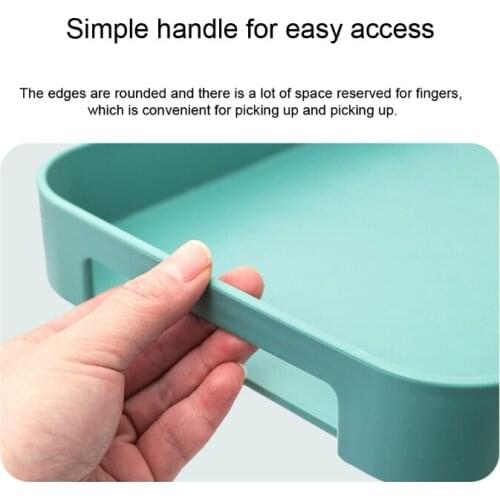 Plastic Rectangle Serving Tray with Handle Snack Bread Dessert Cake Breakfast Food Storage Plate for Kitchen Hotel Table