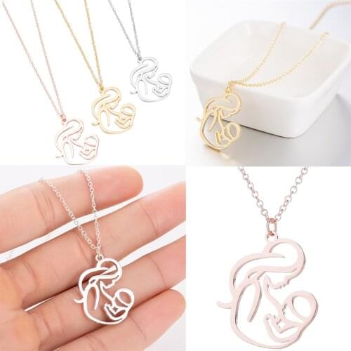 Gift For Hollow Mum Mommy Mom Mother Breastfeeding Holding Baby Pendant Necklace Chain Mothers Day Family Charm Jewelry Fashion