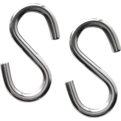 2Pcs 60x6mm Heavy Duty 316 Stainless Steel S Hook Symmetric Clasp Hanging Rail Hanger for Kitchen Meat Pan Utensil Cloth Plant