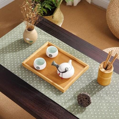 Simple Bamboo Tea Plate Rectangular Coffee Cup Pad Portable Fruit Plate Tea Set Tea Plate Hotel Supplies Bamboo Wooden Tray