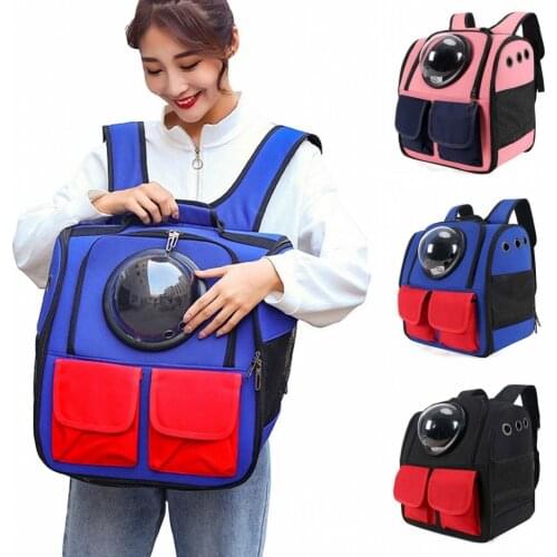 New Cat Backpack Breathable Pet Bag Outdoor Portable Double Shoulder Dog Carrier Folding Transparent Space Capsule Pet Supplies