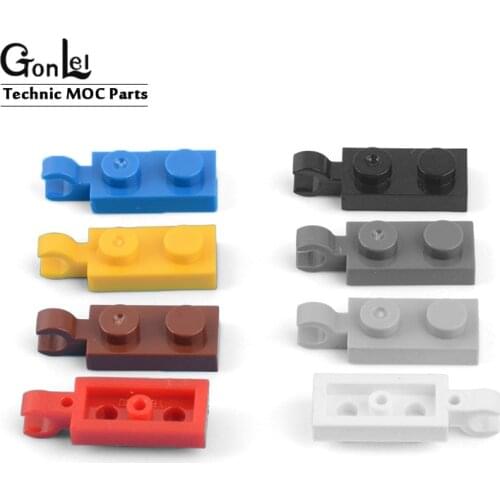 30Pcs/lot Plate Special 1x2 With Clip Horizontal MOC Building Blocks Bricks Parts Toys for Kids Education Compatible with 63868