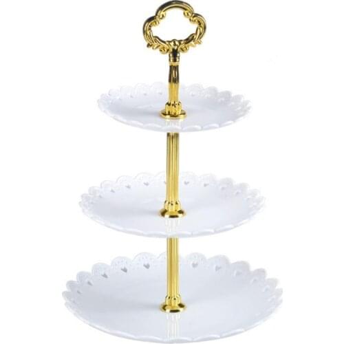 1pc Fruit Plate European Style Plastic Three-layer Dessert Candy Dish Cake Stand Home Living Room Table Decoration Trays