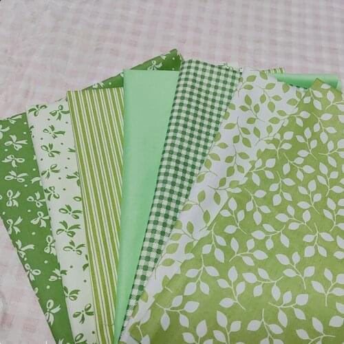 7pcs/ Bowknot Tree Leaf Solid Color Series Cotton Patckwork Printed Fabric Sewing Quilting Material Home Textile Bedding Cloth