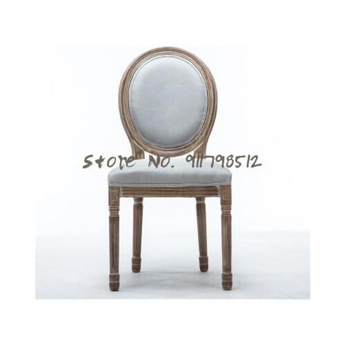 European-style dining chair solid wood chair back chair simple retro old makeup stool solid wood armchair casual American