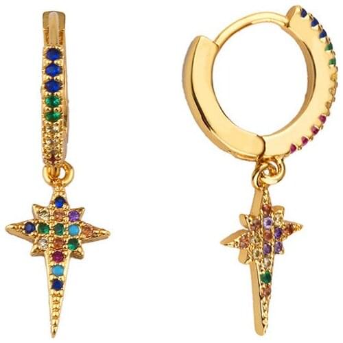 Vintage Earrings Fashion Charm Hoop Earring For Women Multicolor Zircon Stars Eardrop Boucle D'oreille Femme 2019 Brincos