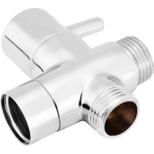 1pcs Chrome Brass T-adapter Polished G1/2 Inch 3 Way Valve Tee Connector With Shut off Valve Bidet Shower Head Diverter Valve