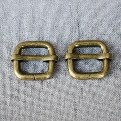 1 Pcs/Lot 15mm Bromze Metal Rectangle Adjust Tri-glide Pin Buckle Slider Loop DIY Shoulder Leather Bag Strap Belt Web