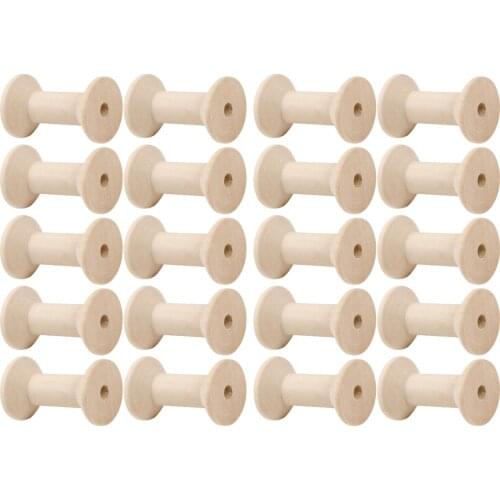 20pcs 100% Natural Wooden Unfinished Bobbins Mini Thread Spools Reels Sewing Embroidery Textile Storage Coils Winder