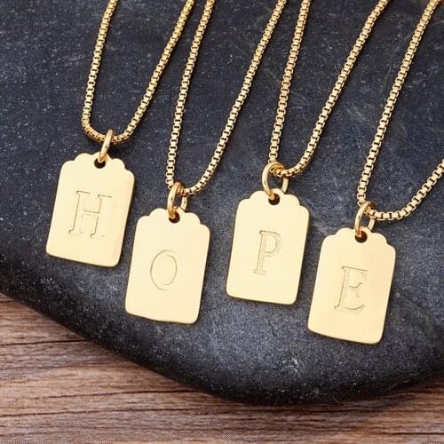 2021 Initial Letter Necklaces For Women Charm Jewelry Copper Alphabet Family Name Chain Necklace Best Friend Femme Collier Gift