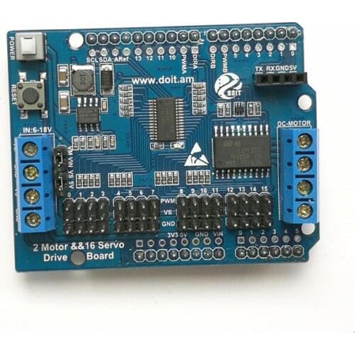 2CH 2 Channel/Way Motor & 16CH 16 Channel/Way Servo Shield Board Compatible With Arduino For Mobile Robot Arm RC Toy Smart Car