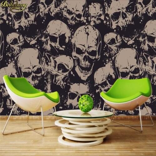 Beibehang Custom 3d wallpaper Skull head horror background landscape painting Wall paper for Living Room Bedroom Home Decor