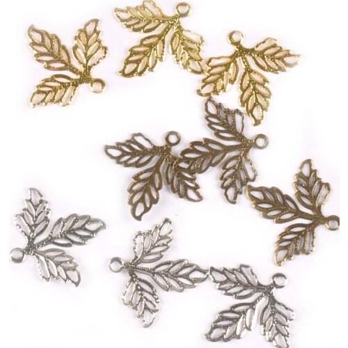 50pcs Mixed Filigree Connectors Leaf Pattern Wraps Embellishments For Metal Crafts DIY Scrapbook Handmade Home Decor Yk0739