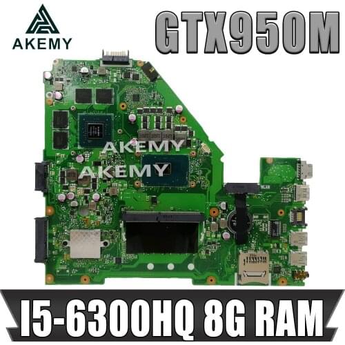 Akemy X550VX Laptop Motherboard For Asus K550VX X550VX X550VQ FH5900V Mainboard REV 2.0 GTX950M 8GB RAM i5-6300HQ