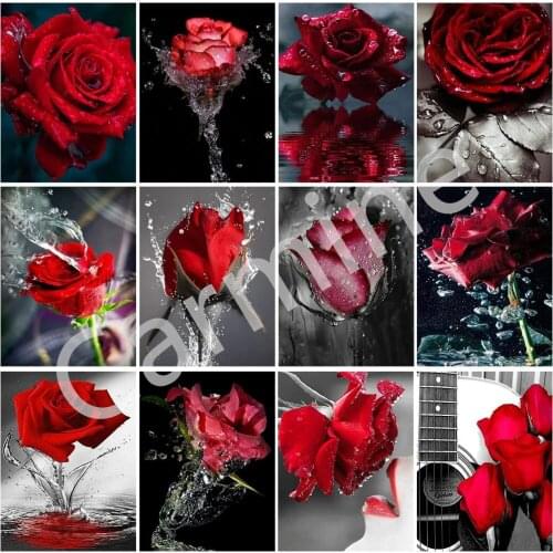 5D DIY Flower Diamond Painting Rose Cross Stitch Wall Art Diamond Embroidery Handmade Full Round&Square Drill Home Decoration