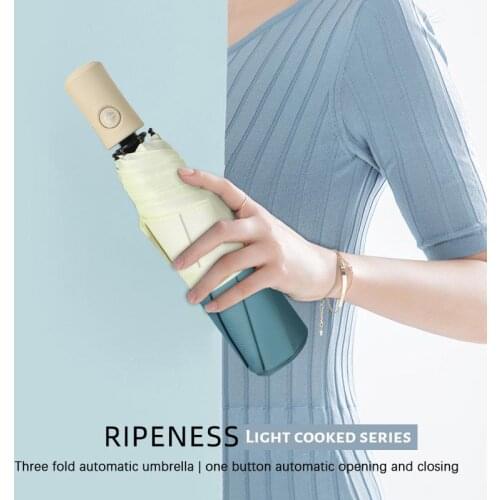 Three-fold Automatic Side-joining Korean Small Fresh Folding Umbrella, Self-opening And Closing Three-fold Umbrella