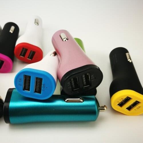 Small pretty waist Dual USB Car Charger Portable Adapter 5V/2.1A for iphone for Samsung Cell Phone Tablet PC GPS PDA 100 pcs/lot