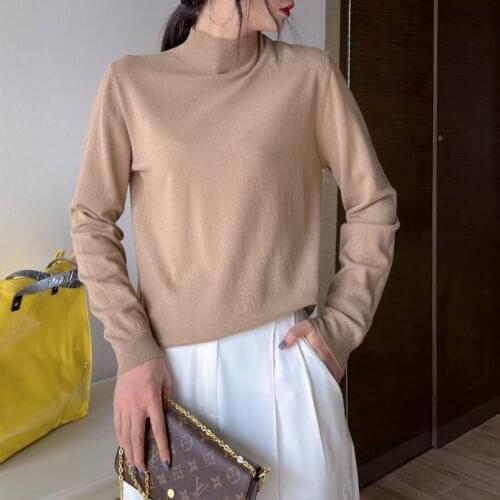 Basic Loose soft solid color turtleneck Sweater Pullover Women Casual Long Sleeve chic bottom Sweater Female Jumpers top