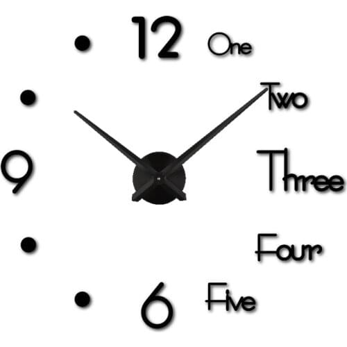 Silent Home Decor Living Room Acrylic Mirror Nordic Wall Clock 3D DIY Large Wall Clock Modern Design Wall Sticker Clock