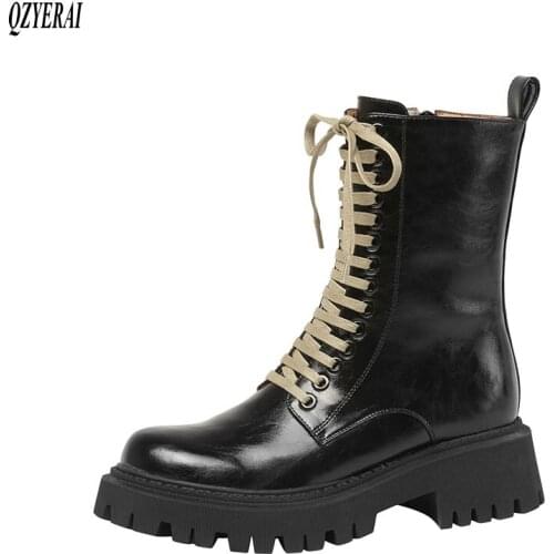 QZYERAI New winter 100% genuine leather Women boots Fashion ankle boots Female boots Riding boots warm Women shoes