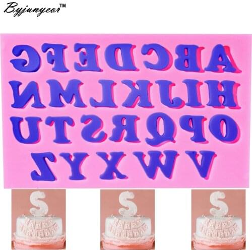 Byjunyeor M075 Alphabet&Number Cake Silicone Mold Uppercase Letters Fondant Mold Cake Tools Chocolate Epoxy UV Resin Mold