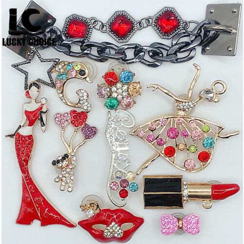 1set Alloy Rhinestone Chain Designer Croc Charm for JIBZ Shoes Accessorie Decoration for Croc Clog Shoes Charms for Girl Gift