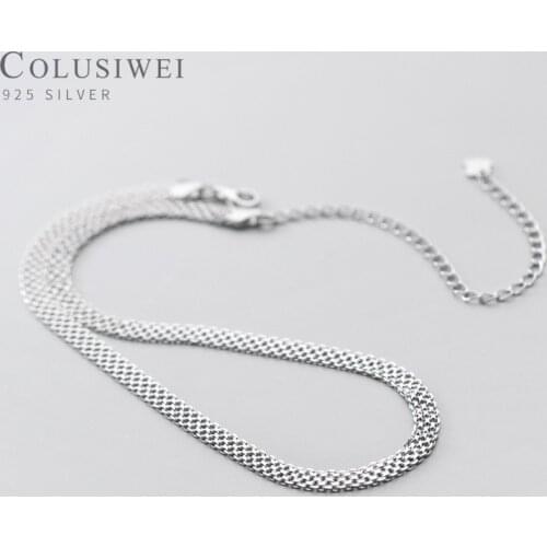 Colusiwei Hight Quality 925 Sterling Silver Simple Width Chain Link Choker Necklace for Women Men Punk Style Fine Jewelry Bijoux