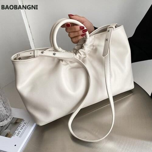Round Handle Design women handbag High Capacity PU Leather female Shoulder Crossbody Bag Simple ladies totes