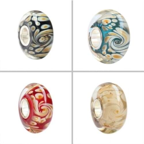 Emith Fla 100% 925 Sterling Silver Large Hole Flower Charm Bead Fit European Bracelet Bangle Jewelry DIY Accessories