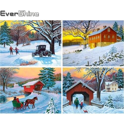 Evershine 5D DIY Diamond Painting Winter Full Square Diamond Embroidery Snow Landscape Cross Stitch Christmas Home Decor Gift