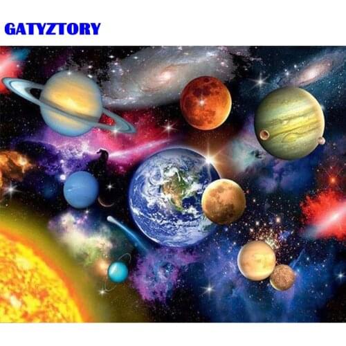 GATYZTORY Frame 60x75cm DIY Painting By Numbers Space Landscape Acrylic Coloring By Number Kit Handpainted Oil Painting For Home