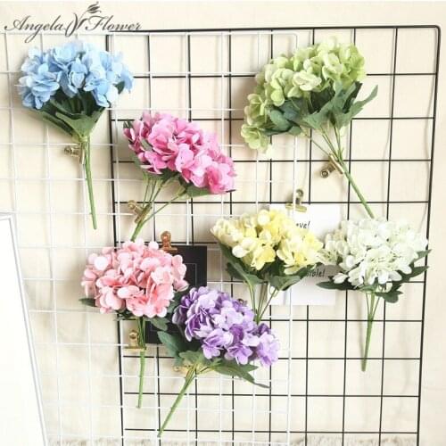 INS 5 Branches Hydrangea Bouquet Artificial Flowers Silk Plants Wedding Home Party Decor Photo Props Bridal Bouquet Rose Crafts