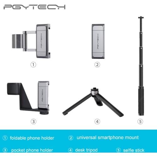 5 Options PGYTECH DJI OSMO POCKET Phone Holder Adapter Mount Tripod Selfie Stick Handheld Osmo Pocket Gimbal Accessories