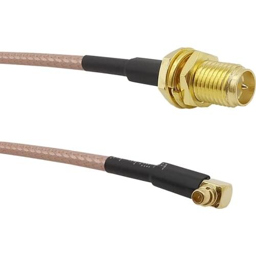 RP-SMA Female to MMCX Male Right Angle RF RG316D Double Shield Silver Pigtail Antenna Connector Low Loss Coaxial Cable Adapter