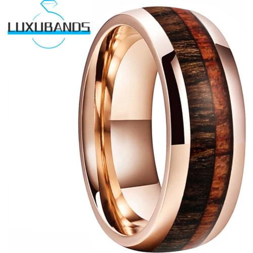 8MM Black Tungsten Wedding Ring For Men Wemen Gold Inner Dome Band Brushed Finished Comfort Fit