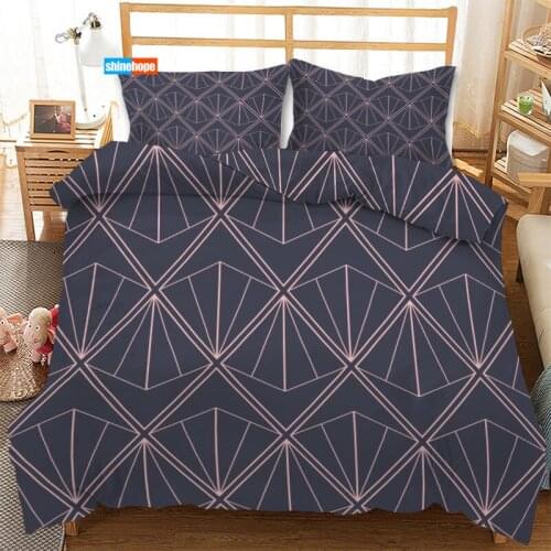 3 Pcs Luxury Duvet Cover Set Fashion Diamond Rhombus Pattern Bedding Sets Comforter Duvet Cover Pillowcase Home Textiles
