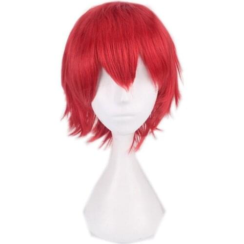 30CM 12'' wine red short Wig men women Synthetic Hair Heat Resistant Fiber Halloween Costume Carnival party cosplay Wigs