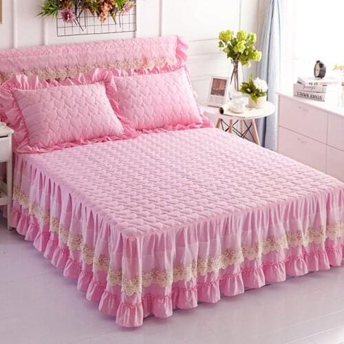 Lace Bedspread Korean BedSkirt Quilted Bedspread Bed Thick Washed Cotton Non-slip Bed Skirt