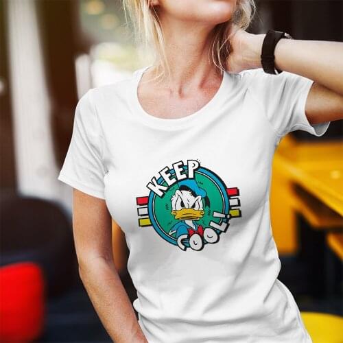 Disney Trend Women T-Shirts Donald Duck Cartoon Fashion Printing Top Clothes Harajuku Style T Shirts Female Dropship Comfortable