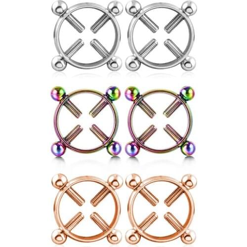 Fashion Body Piercing Breast Nail Screw Bell Pendant Fake Nipple Ring Adijustable Nipple Ring Casual Women Jewelry Accessories