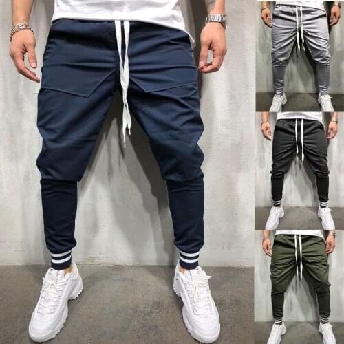 Autumn and Winter New Mens Personality Hip-hop Style Stitching Cotton Casual Beam Pants Fitness Sports Pants