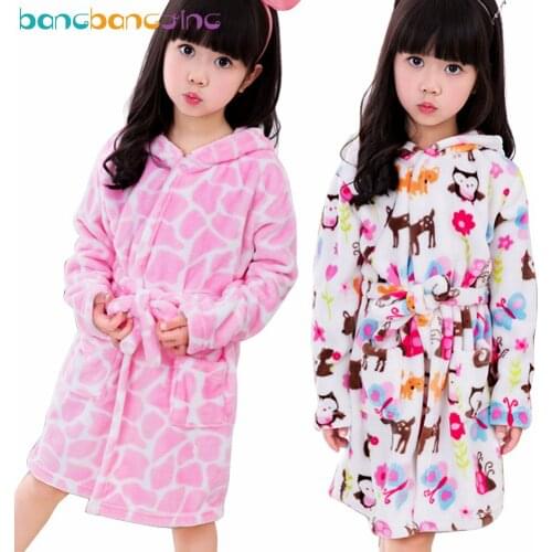 Hooded Soft Kids Robes Cute Cartoon Owl Pattern Children Robes Girls Sleepwear Bathrobes Spring Long Sleeve Baby Pajamas Boys