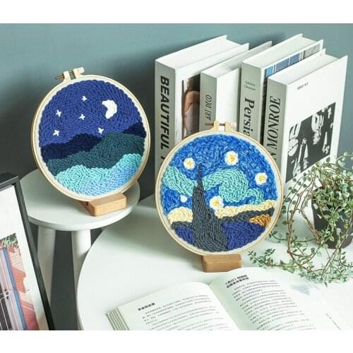 DIY Painting Knitting Crochet Wool Rug Hooking Kit Handcraft Woolen Embroidery Creative Gift With Frame Punch Needle And Alpaca