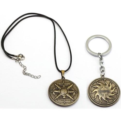 New Dark Souls Keychain Praise The Sun Metal Shield Key Ring Holder Rape Chain Pendant For Women Men Jewelry Chaveiro Porte Clef