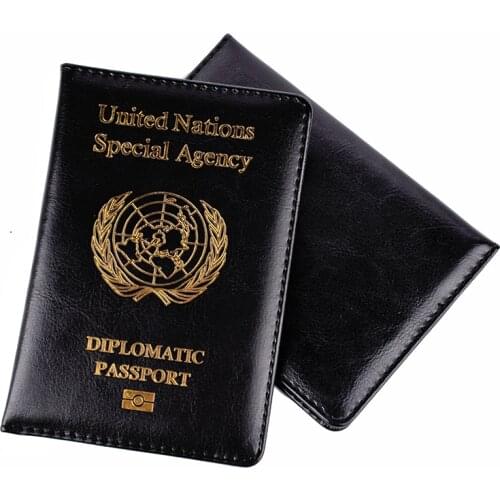 Travel Passport Cover Of United Nations Diplomatic Passport Holder Special Agency Card Protector Case PU Leather Men Women