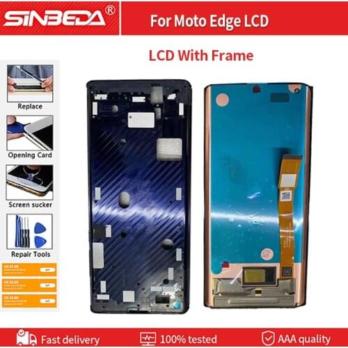 Original For Motorola Moto Edge LCD Display Touch Screen Digitizer Assembly With Frame Replacement Repair Parts Free tools
