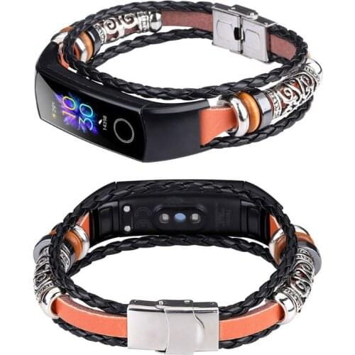 National Style Braided Woven Rope Bracelet Metal Clasp Conjunction Wrist Strap Watch Band for Huawei Honor Band 5/4 Bracelet